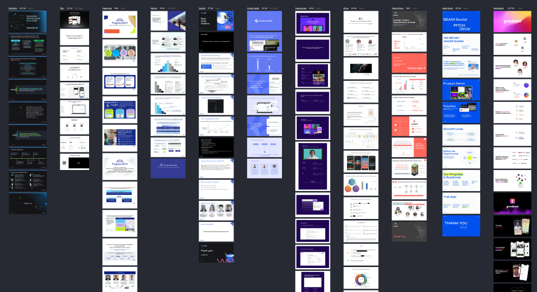 40 (now 61) Pre Seed & Seed Pitch Deck Examples That Raised Over $460 Million